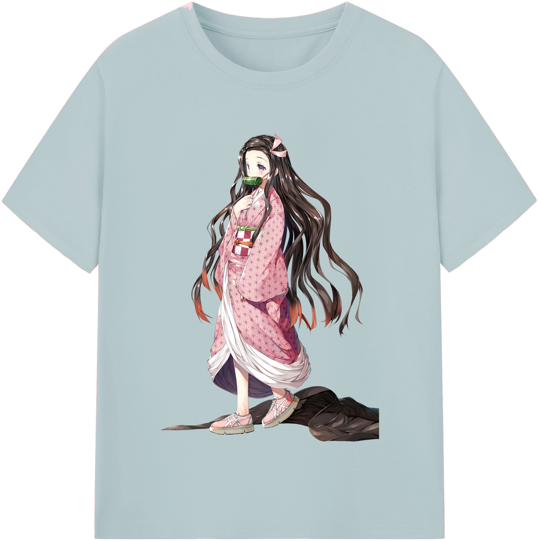 （画像用） 鬼滅の刃（きめつのやいば）竈門 禰󠄀豆子／かまど ねずこ Kamado Nezuko 綿100％半袖Tシャツ（フロントプリント）